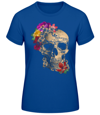 Skull Mexico - Dámske basic tričko - Kráľovská modrá - Predné