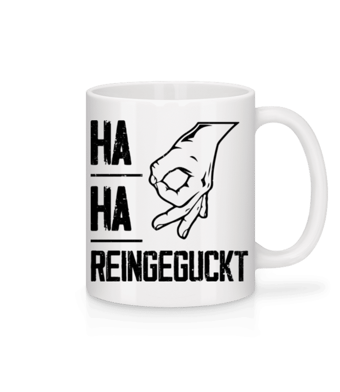 Vorschau: Handzeichen Reingeguckt - Tasse - Weiß - Vorne