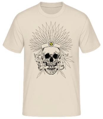 Totenkopf Tattoo Federn - Männer Basic T-Shirt - Creme - Vorne