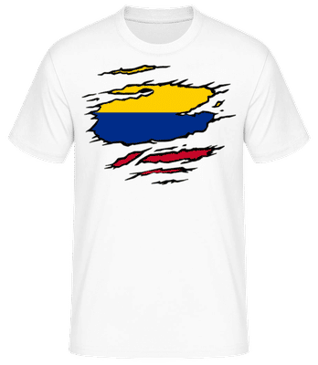 Ripped Flag Colombia - Men's B&C T-Shirt - White - Front
