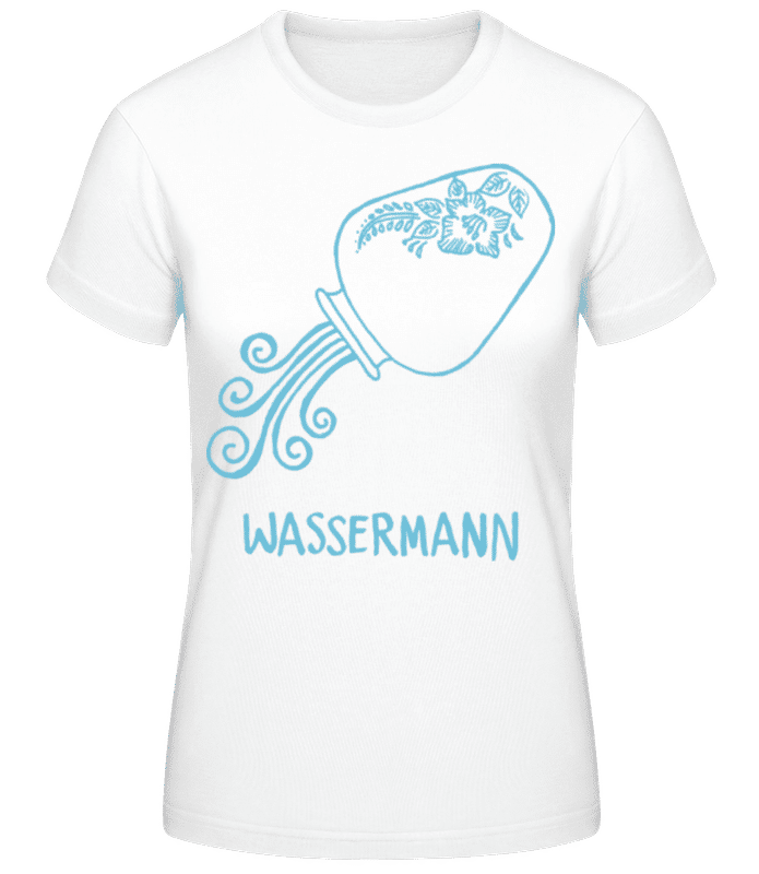 Vorschau: Kritzel Stil Sternzeichen Wassermann - Frauen Basic T-Shirt - Weiß - Vorne