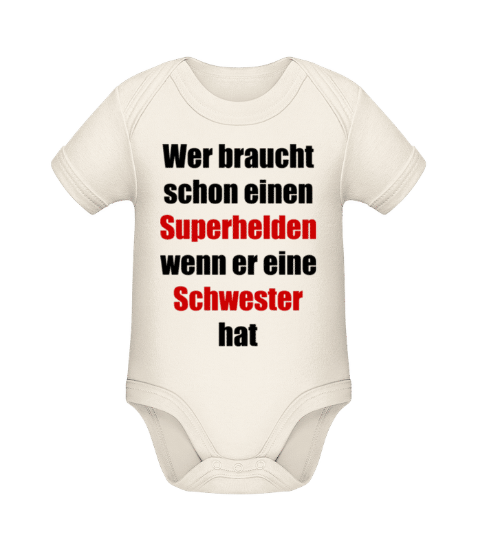 Vorschau: Wer Braucht Schon Superhelden - Baby Bio Strampler - Creme - Vorne