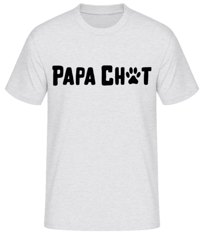 Aperçu: Papa Chat - T-shirt standard Homme - Gris chiné - Devant