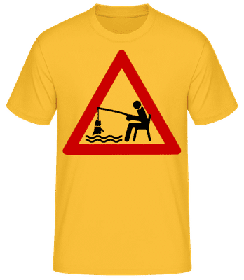 Fishing Warning Sign - Pánské tričko B&C - Zlatožlutá - Napřed