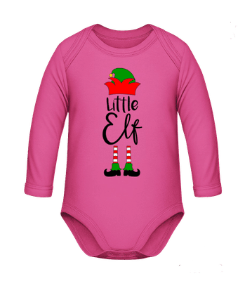Little Elf - Baby Organic Longsleeve Romper - Magenta - Front