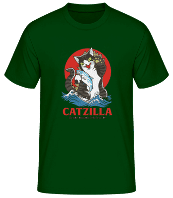 Catzilla Color - Männer Basic T-Shirt - Flaschengrün - Vorne