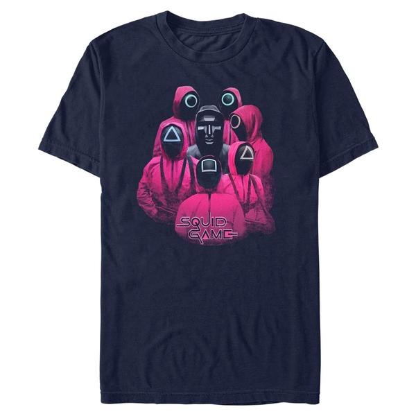 Preview: Netflix - Squid Game - Front Man & Guards Ring Around the Ringleader - Men's T-Shirt - Navy - Front