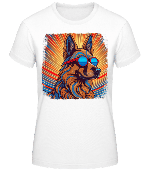 Aperçu: Berger Allemand Look Hippie - T-shirt standard Femme - Blanc - Devant