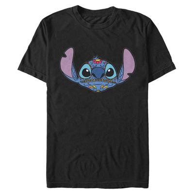 Disney Classics - Lilo & Stitch - Stitch Sugar Skull - Hombres Camiseta - Negro - delante