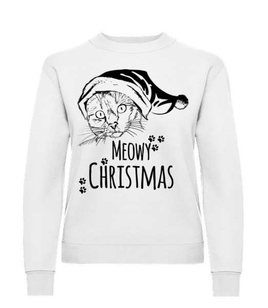 Aperçu: Meowy Christmas - Sweatshirt Femme - Blanc - Devant