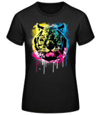 Bunter Tiger - Frauen Basic T-Shirt - Schwarz - Vorne