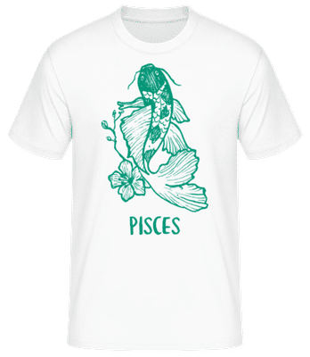 Scribble Style Zodiac Sign Pisces - Men's Basic T-Shirt - White - Front
