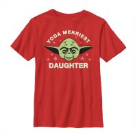 Star Wars - Yoda Merriest Daughter - Christmas - Kids T-Shirt - Red - Front