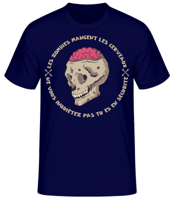 Les Zombies Mangent Les Cerveaux - T-shirt standard Homme - Bleu marine - Devant