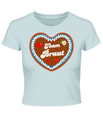 JGA Team Braut Lebkuchenherz - Crop T-Shirt - Hellblau - Vorne