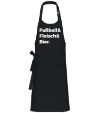 Fußball Fleisch Bier - Profi Kochschürze - Schwarz - Vorne