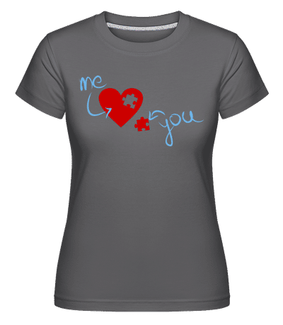I Love You Puzzle Heart -  T-shirt Shirtinator femme - Anthracite - Devant
