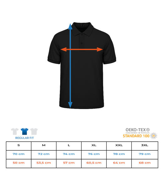Aperçu: Polo en piqué fin pour hommes - Tableau des tailles