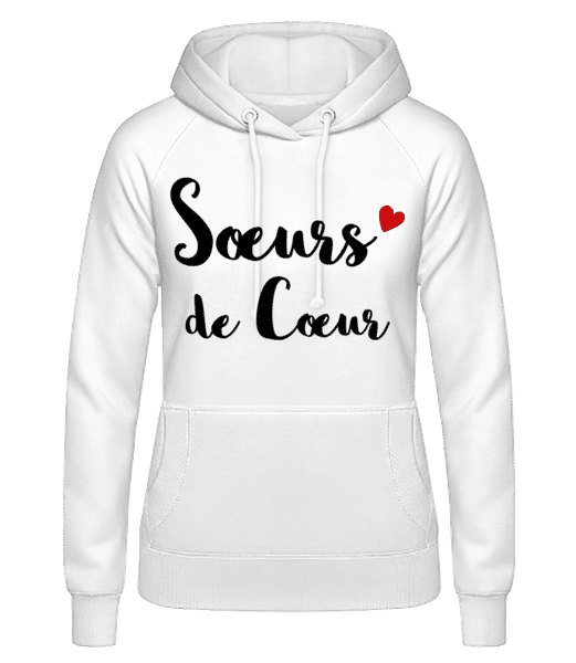 Aperçu: Sœurs De Cœur - Sweat à capuche Femme - Blanc - Devant
