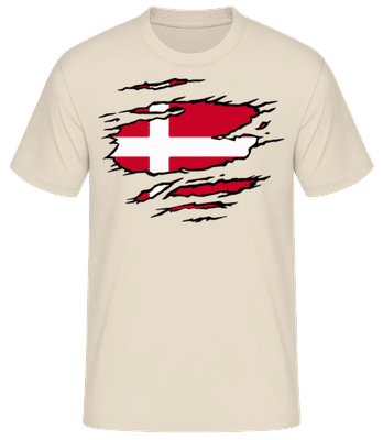Zerrissene Fahne Dänemark - Männer Basic T-Shirt - Creme - Vorne