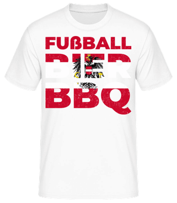 Futbalové pivo BBQ Rakúsko - Pánske basic tričko - Biela - Predné
