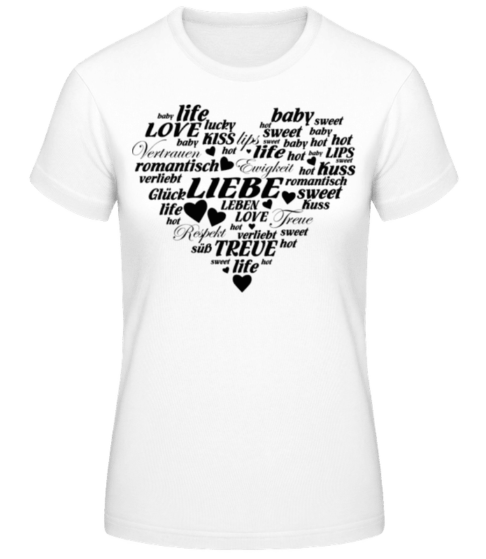 Vorschau: Herz Voller Wörter - Frauen Basic T-Shirt - Weiß - Vorne