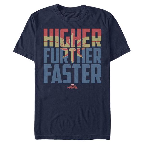 Aperçu: Marvel - Captain Marvel - Logo Higher Faster Fill - Homme T-shirt - Bleu marine - Devant