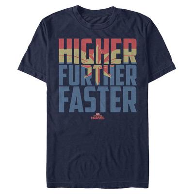 Marvel - Captain Marvel - Logo Higher Faster Fill - Homme T-shirt - Bleu marine - Devant
