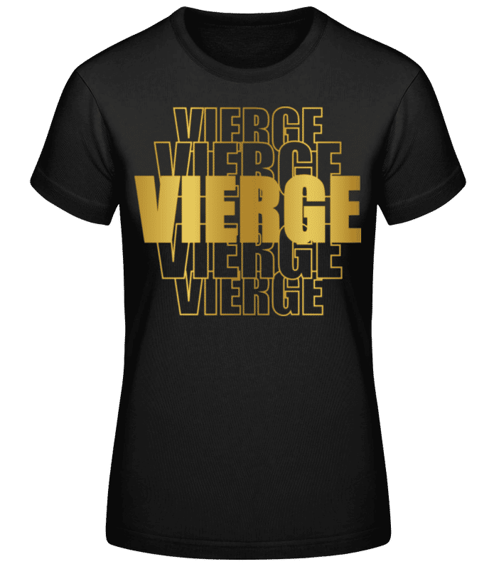 Aperçu: Écriture Doré Astrologique Vierge - T-shirt standard Femme - Noir - Devant