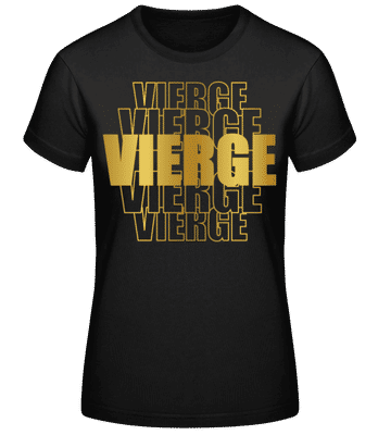 Écriture Doré Astrologique Vierge - T-shirt standard Femme - Noir - Devant