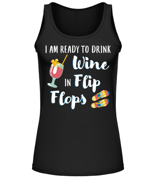 Aperçu: Drink Wine In Flip Flops - Débardeur Femme - Noir - Devant