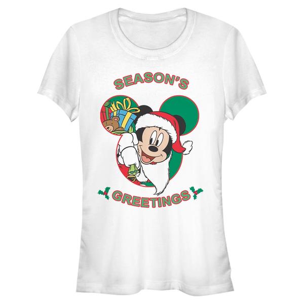 Aperçu: Disney Classics - Mickey Mouse - Mickey Mouse Mickeys Greeting - Christmas - Femme T-shirt - Blanc - Devant