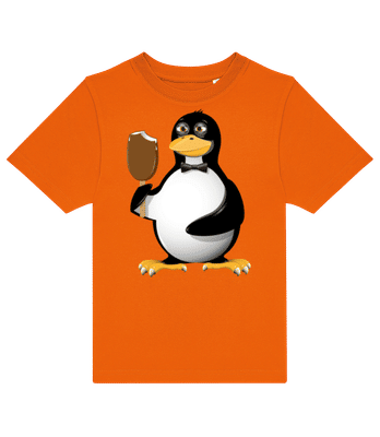 Penguin Is Eating An Ice Cream - Kids B&C T-Shirt - Orange - Front
