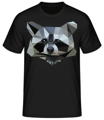 Polygon Racoon - Men's Basic T-Shirt - Black - Front