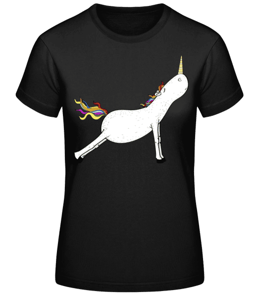Aperçu: Licorne De Yoga Tendue - T-shirt standard Femme - Noir - Devant