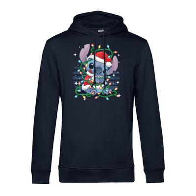 Disney - Lilo & Stitch - Stitch Xmas Lights - Vianoce - Pánske Mikiny s kapucňou - Namornícka modrá - Predné