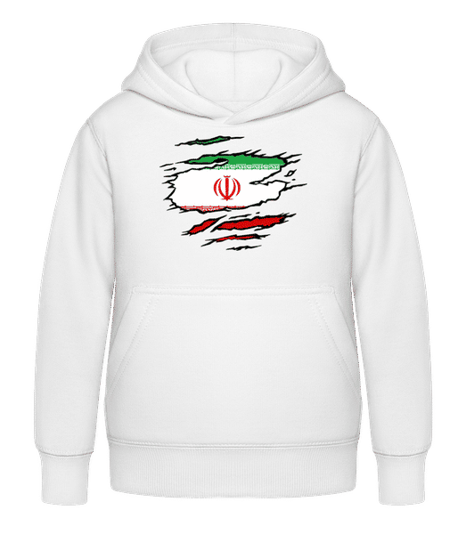 Aperçu: Drapeau mûré Iran - Sweat à capuche Enfant - Blanc - Devant