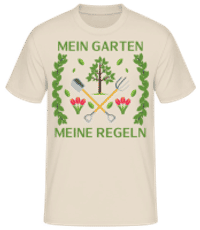 Mein Garten Meine Regeln - Männer Basic T-Shirt - Creme - Vorne