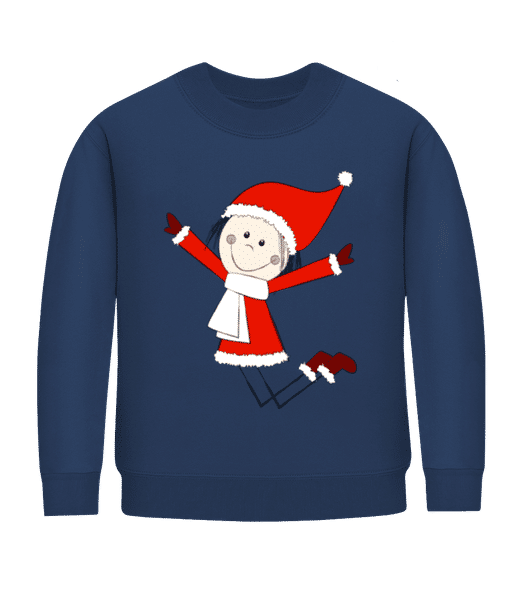 Vorschau: Weihnachts Mädchen - Kinder Pullover - Marine - Vorne