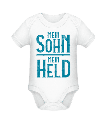 Mein Sohn Mein Held - Baby Bio Strampler - Weiß - Vorne