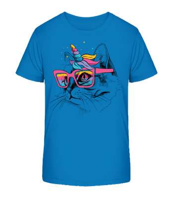 Unicorn Party Cat - Camiseta orgánica para niños Stanley Stella 2.0 - Azul real - delante