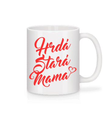 Hrdá Stará Mama - Keramický hrnček - Biela - Predné
