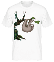 Sloth Hanging on Tree Gray · Camiseta básica para hombre