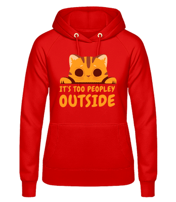 Cute Cat Too Peopley Outside - Sudadera básica con capucha para mujer - Rojo - delante