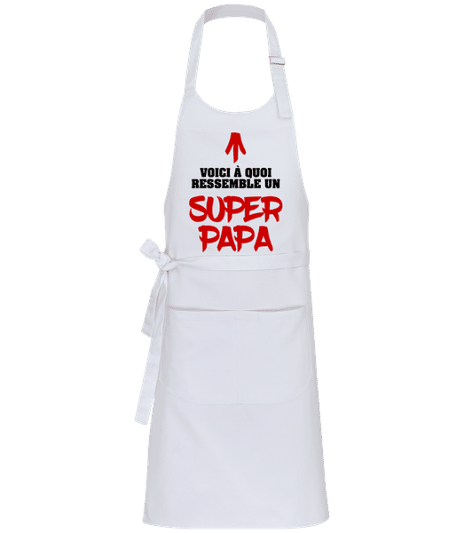 Aperçu: Voici Un Super Papa - Tablier professionnel - Blanc - Devant
