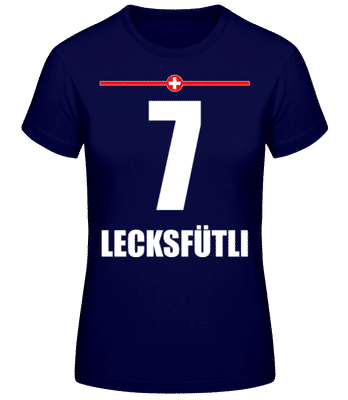 Schweiz Trikot Lecksfütli - Frauen Basic T-Shirt - Marine - Vorne