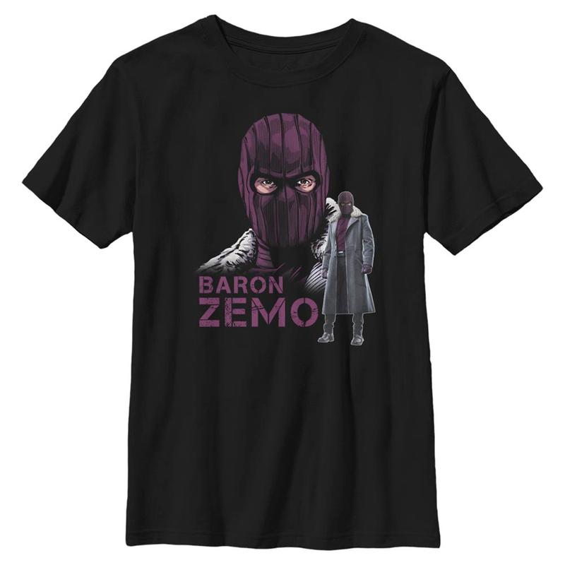 Náhled: Marvel - Falcon a Winter Soldier - Baron Zemo Masked Zemo - Dětské Tričko - Černá - Napřed