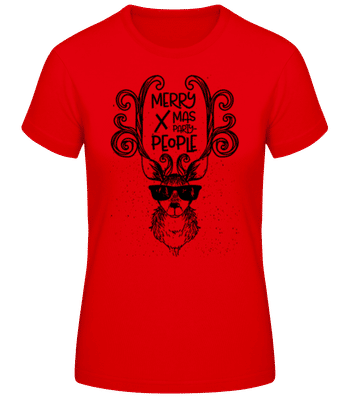 Merry Xmas Party People - Women's Basic T-Shirt - Red - Front