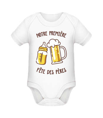Notre Première Fête Des Pères - Body manches courtes bio - Blanc - Devant
