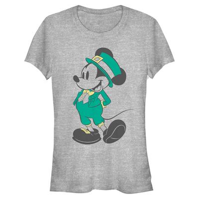 Disney - Micky Maus - Mickey Mouse Leprechaun Mickey - Frauen T-Shirt - Grau meliert - Vorne